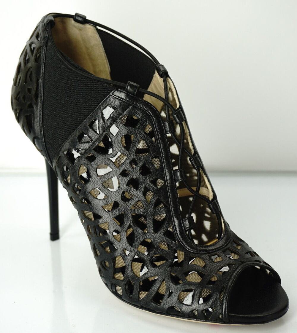 Jimmy Choo Tactic Cut Out Caged Black Perforated Bootie Pumps SZ 40 10 New $1575